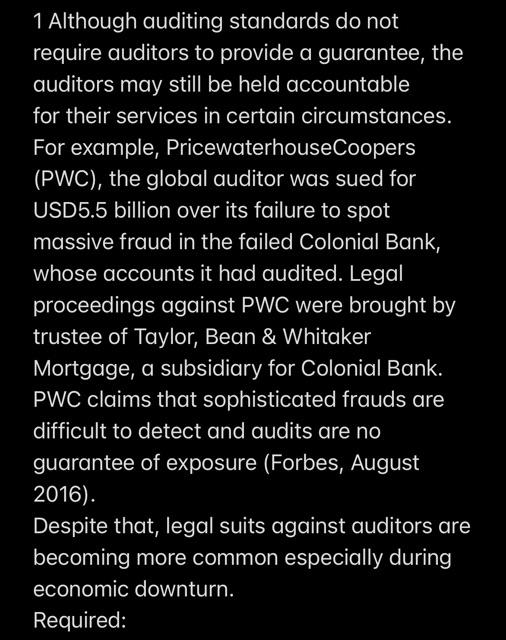  1 Although auditing standards do not require auditors to provide a