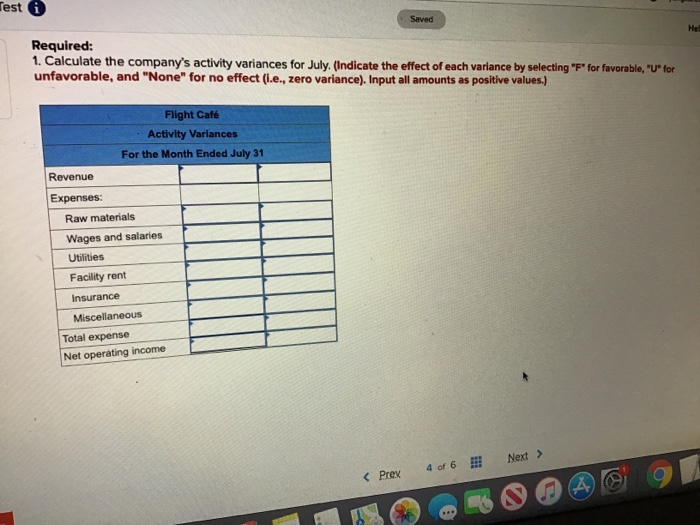 for July appears below: Flight Cata Planning Budget For the Month Ended