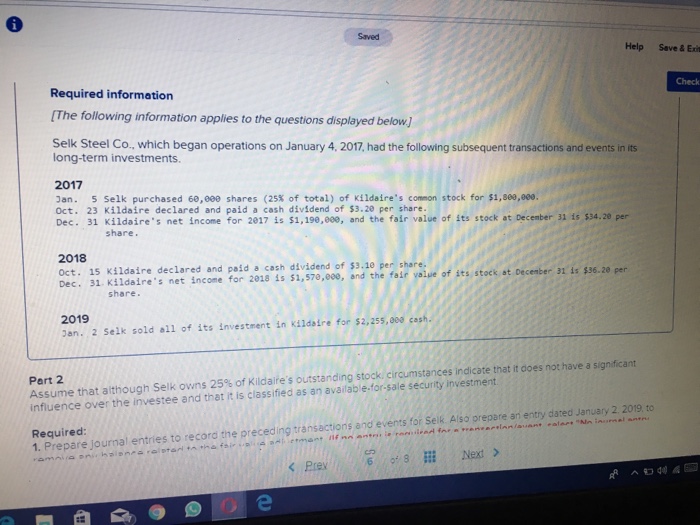  6 Saved Help Save & Exit Check Required information The following