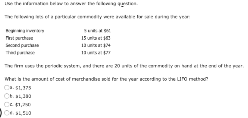 Use the information below to answer the following question. The following