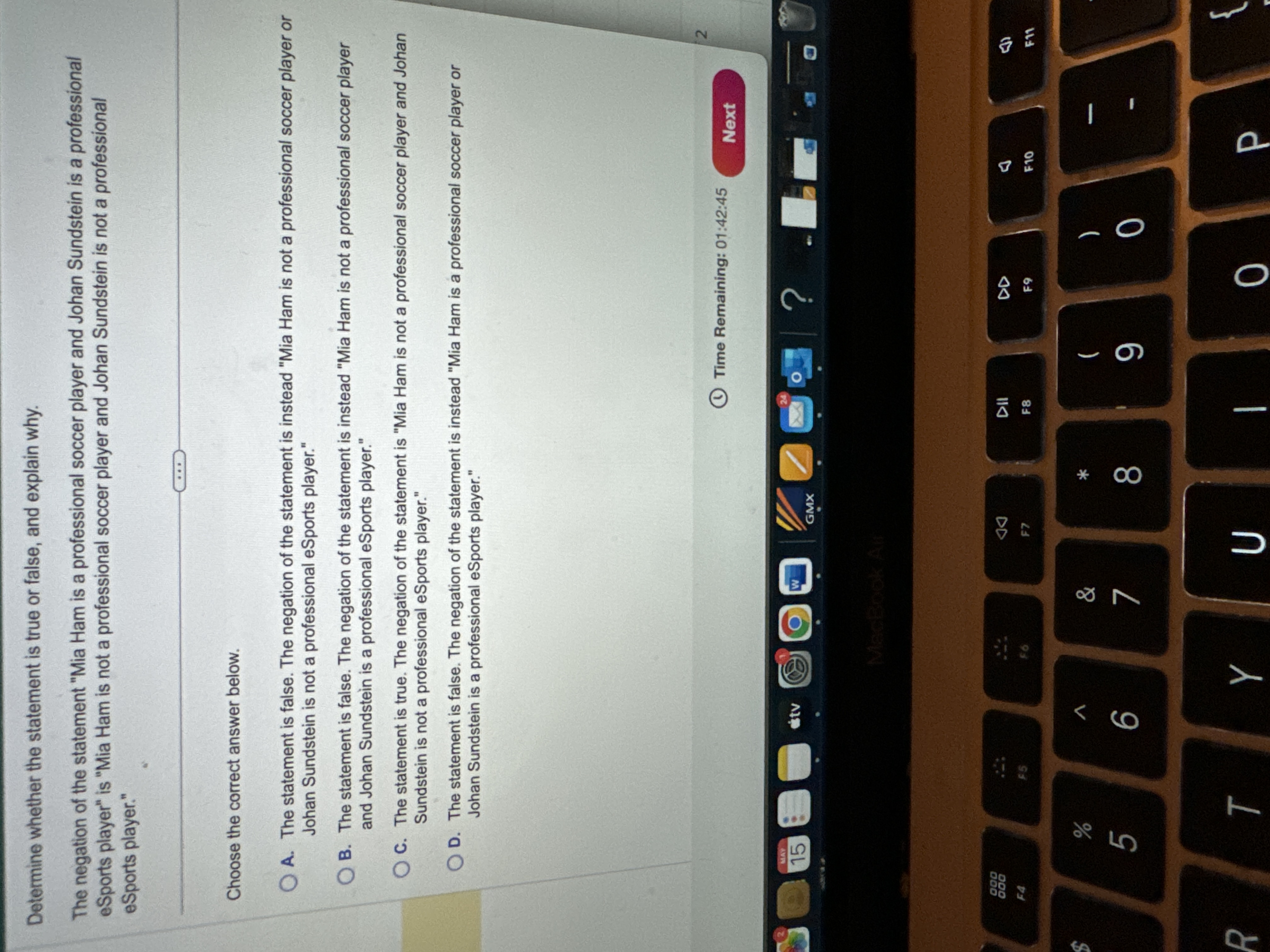  Determine whether the statement is true or false, and explain why.