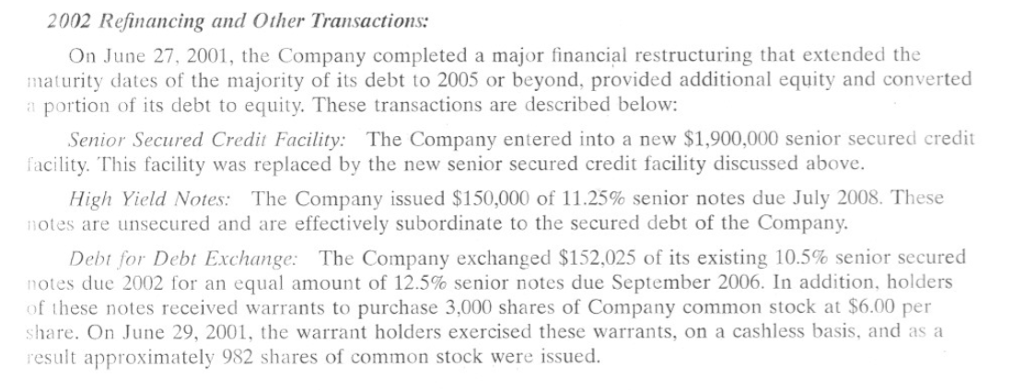 28,2004 (see the part of note 10 marked "Debt Repurchased"). i) Prepare