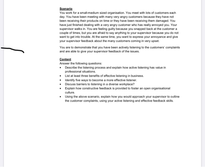  Scenario You work for a small-medium sized organisation. You meet with