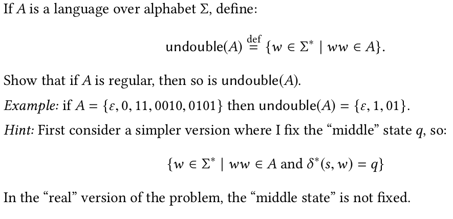  IfA is a language over alphabet , define : Show that