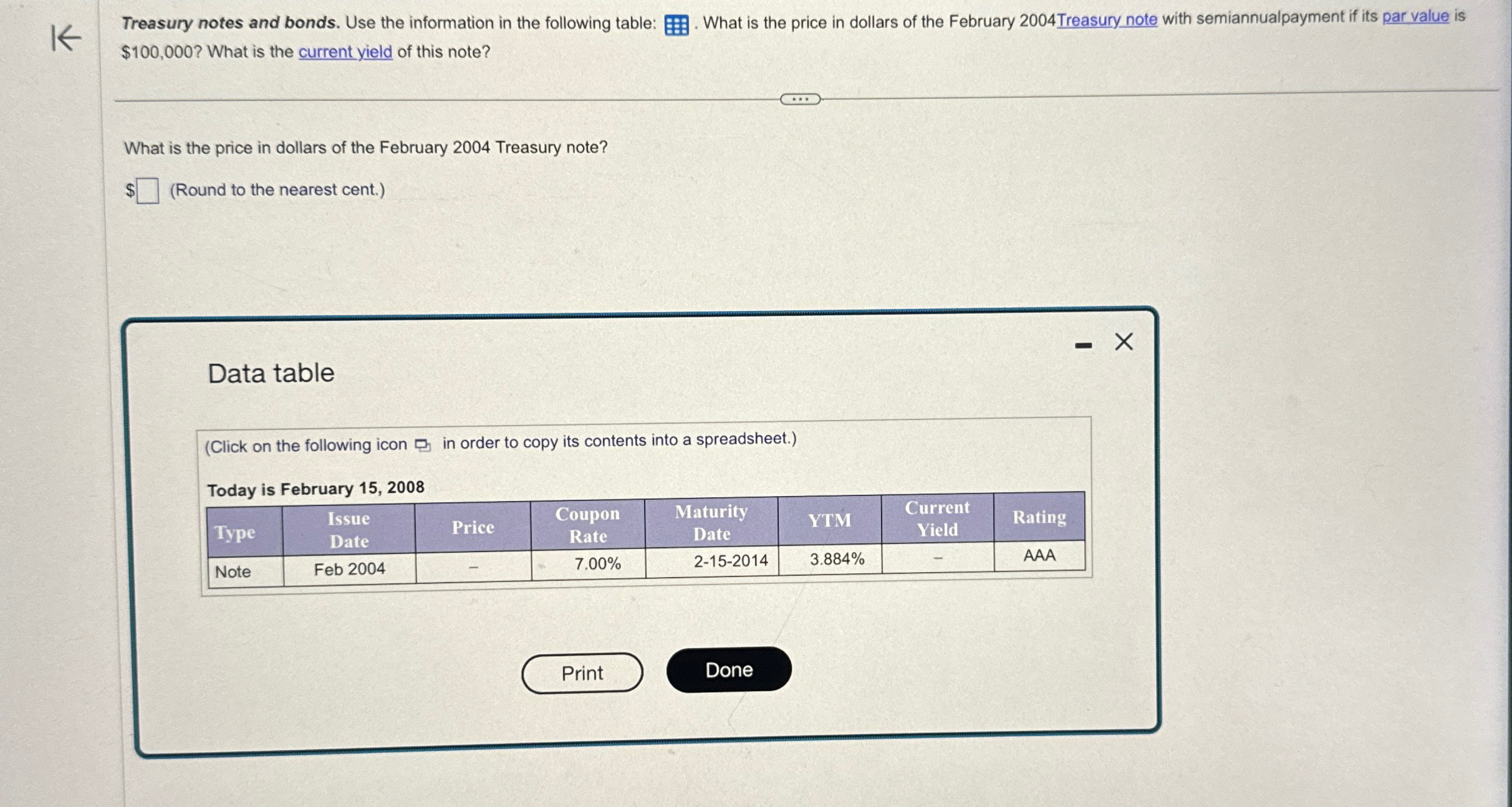  $100,000? What is the current yield of this note? What is