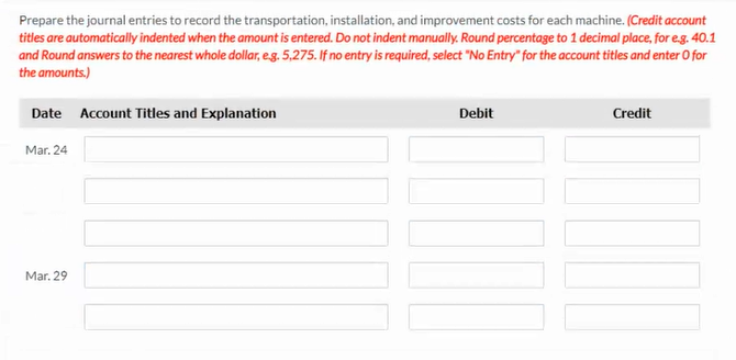 FineTouch Corporation purchased two machines at auction for a combined total cost