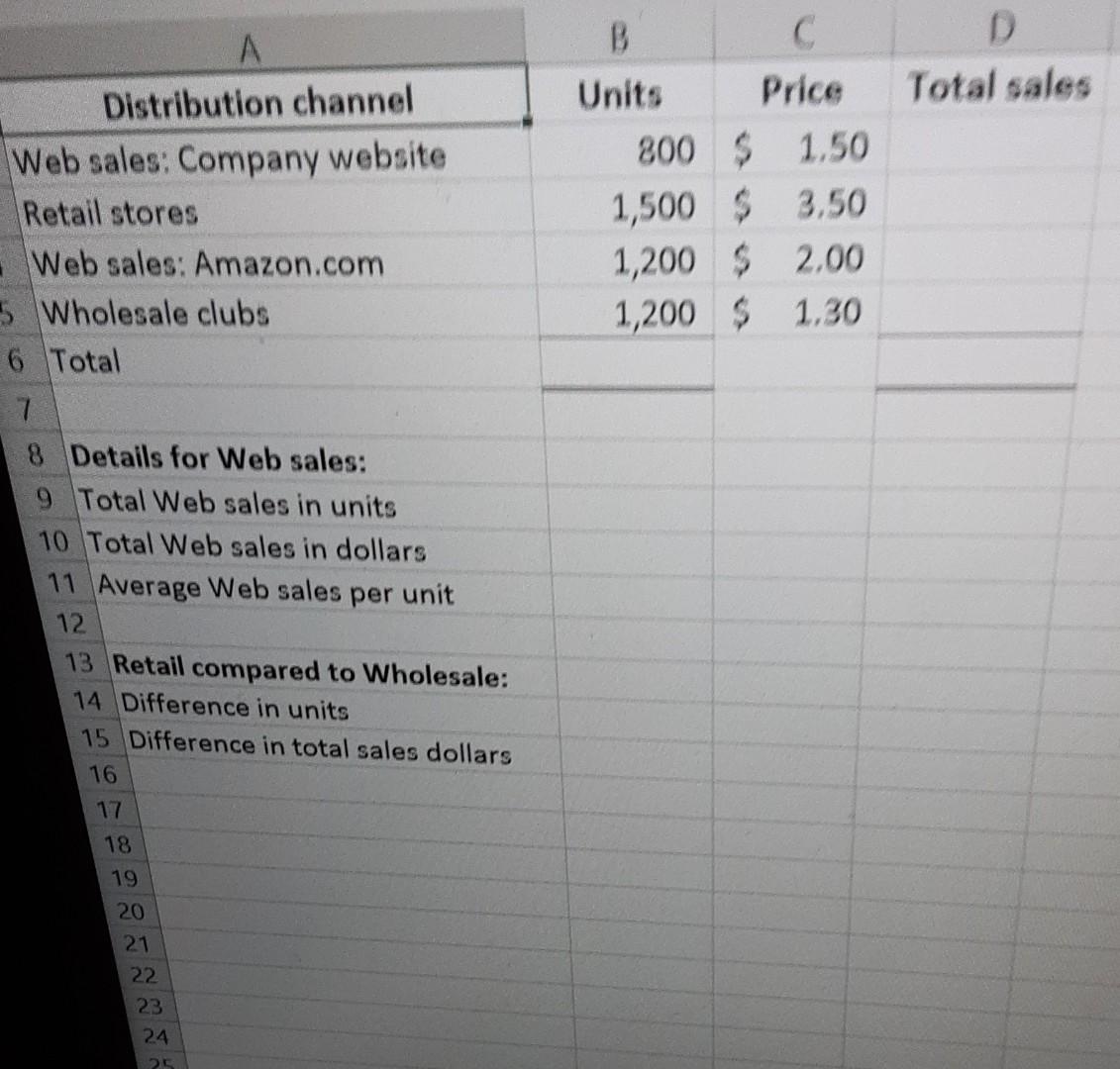 work in the Excel file with these check figures. 5) Use your