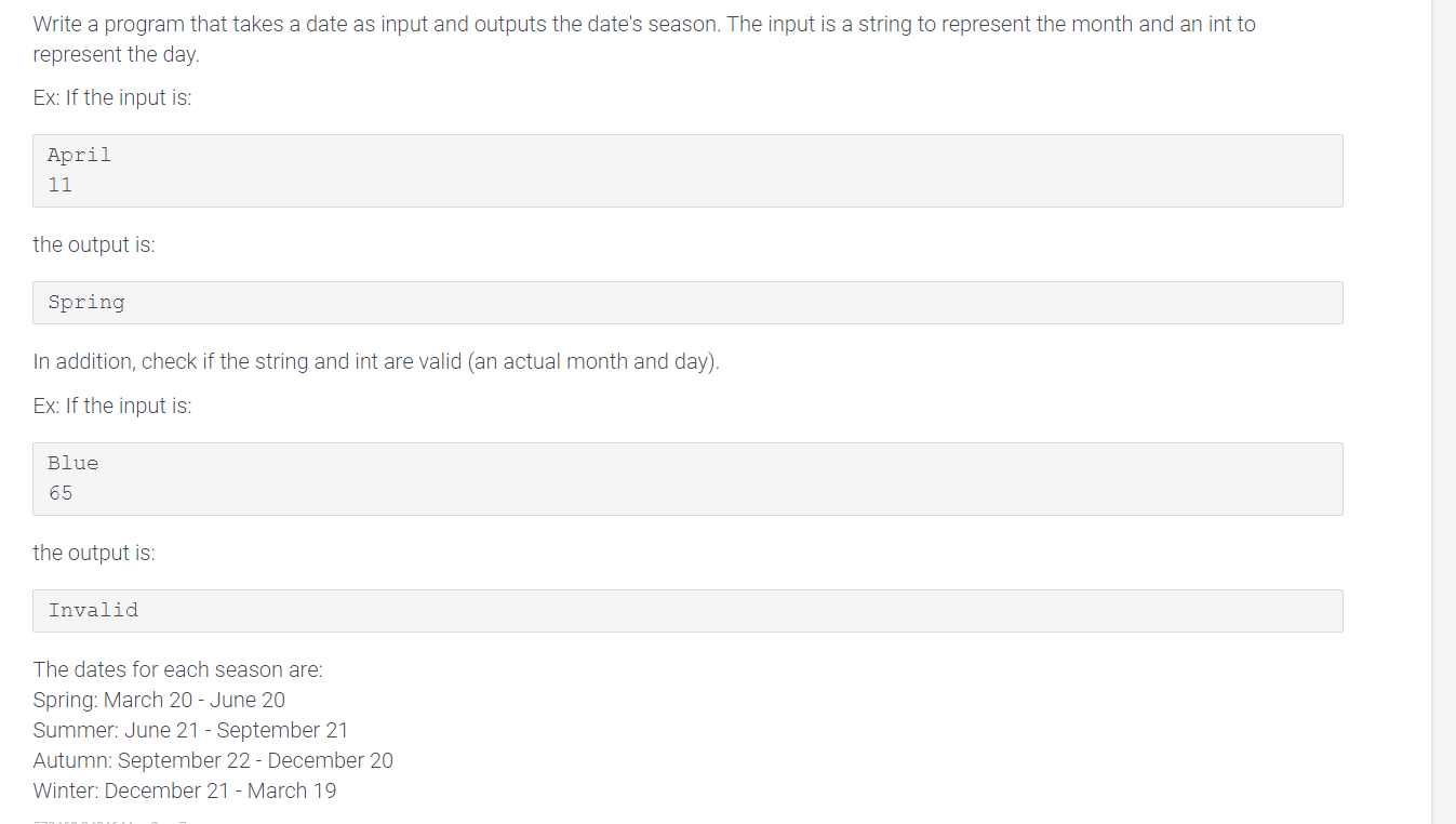  Write a program that takes a date as input and outputs