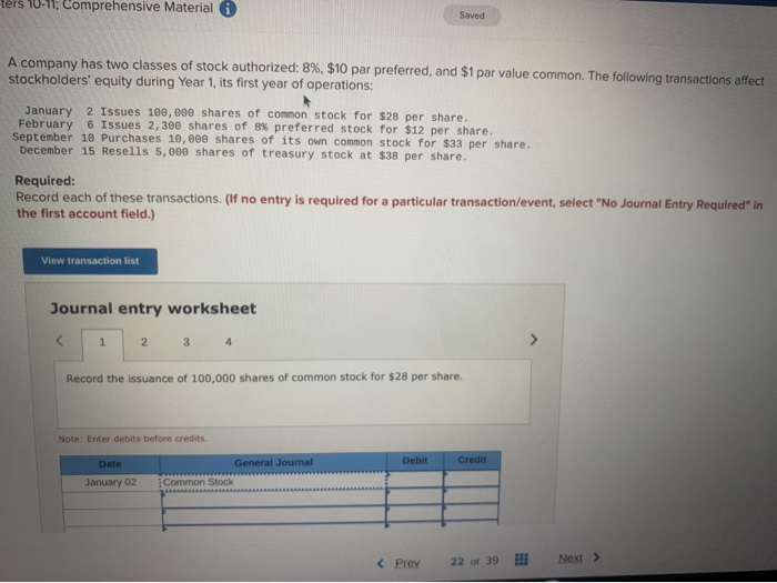 ters 10-11; Comprehensive Material Saved A company has two classes of
