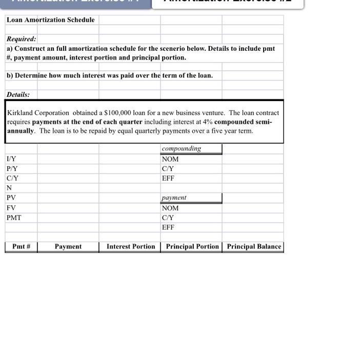quantative methods Loan Amortization Schedule Required: a) Construct an full amortization schedule
