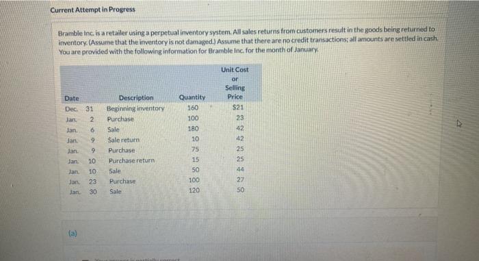 of $21 and purchase returns had a cost of $253 Cost of