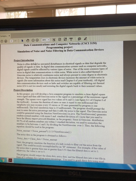  progra. X Data Communications and Computer Networks (CSCI 3150) Programming project