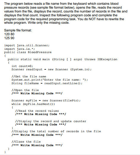  The program below reads a file name from the keyboard which