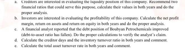 following summarized balance sheet and income statement for Boubyan Petrochemicals Co. in