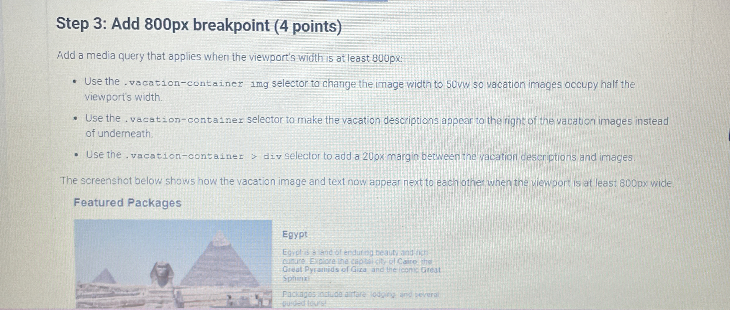  Step 3: Add 800px breakpoint (4 points) Add a media query