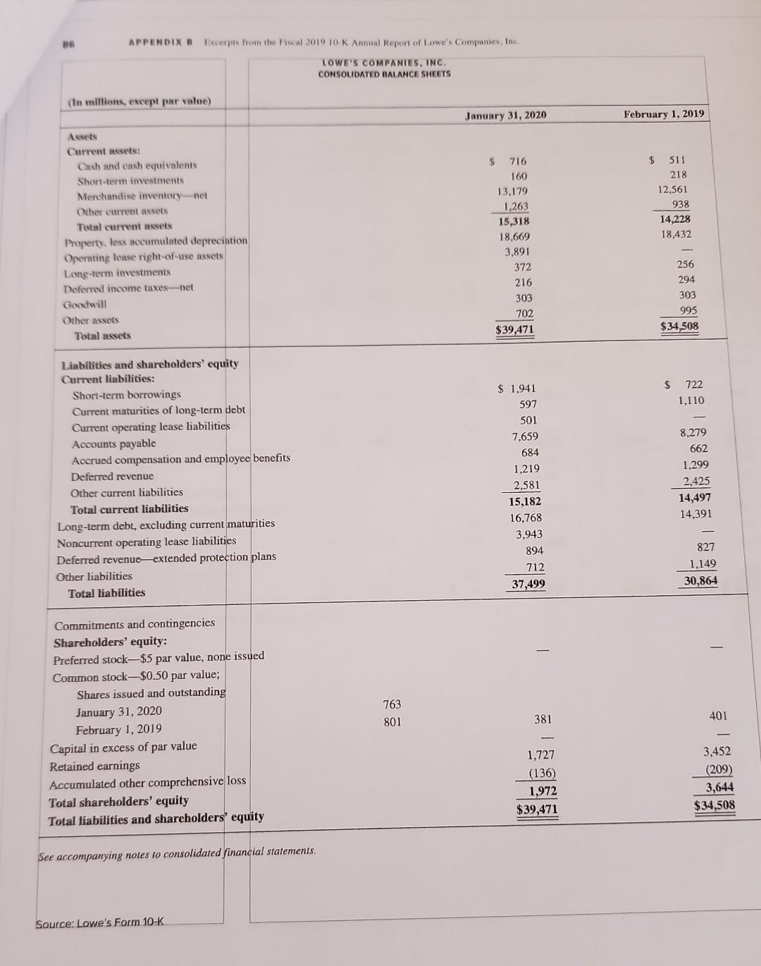 Match the following and select the correct answer fi Refer to Lowe's