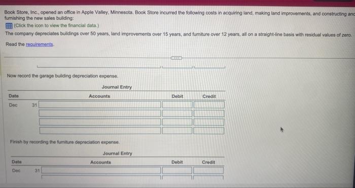 the icon to view the financial data.) The company depreciates buildings over