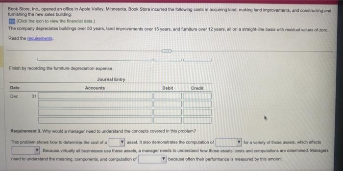 50 years, land improvements over 15 yoars, and fumiture over 12 years,
