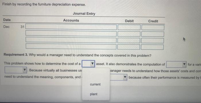 problem. Calculate the total cont of each asset. Start with items a
