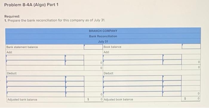 Preparing a bank reconciliation and recording entries LO P3 [The following information