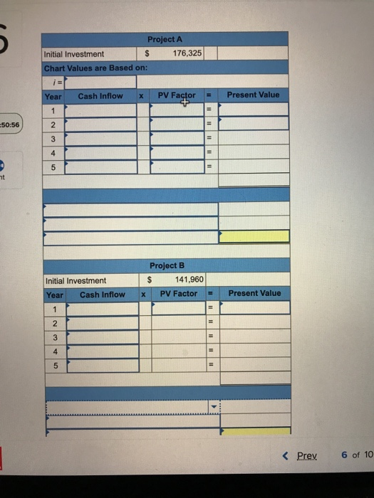 NPV and profitability index LO P3 Following is information on two alternative