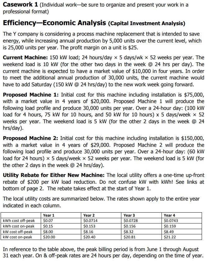 Casework 1 (Individual work-be sure to organize and present your work