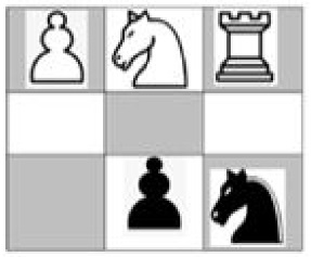 Simulate the working of chess with the below sample smaller game board.