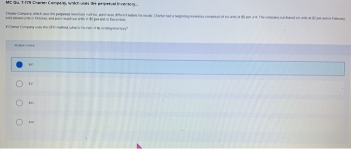  Charter Company, which uses the perpetual inventory method, purchases different letters