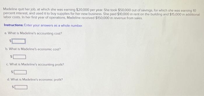 total costs are given in the table below. Instructions: Enter your answers