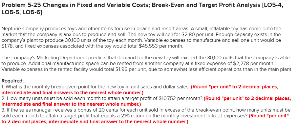 Please help me with this problem on Changes in Fixed and Variable