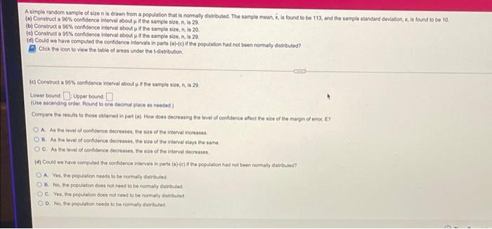 that is normally distributed. The sample mean, is found to be 113