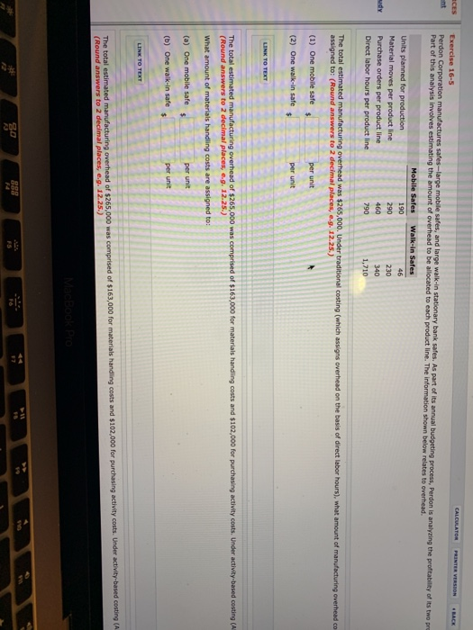  CALCULATOR PRINTER VERSION BACK ECES nt Exercise 16-5 Perdon Corporation manufactures