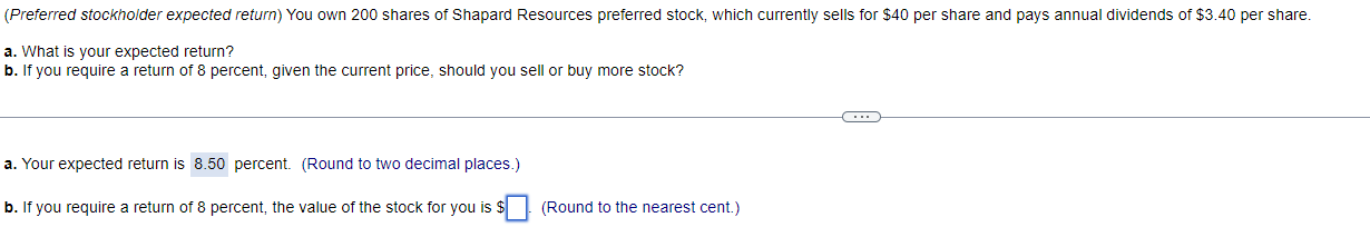  I need help with B please (Preferred stockholder expected return) You