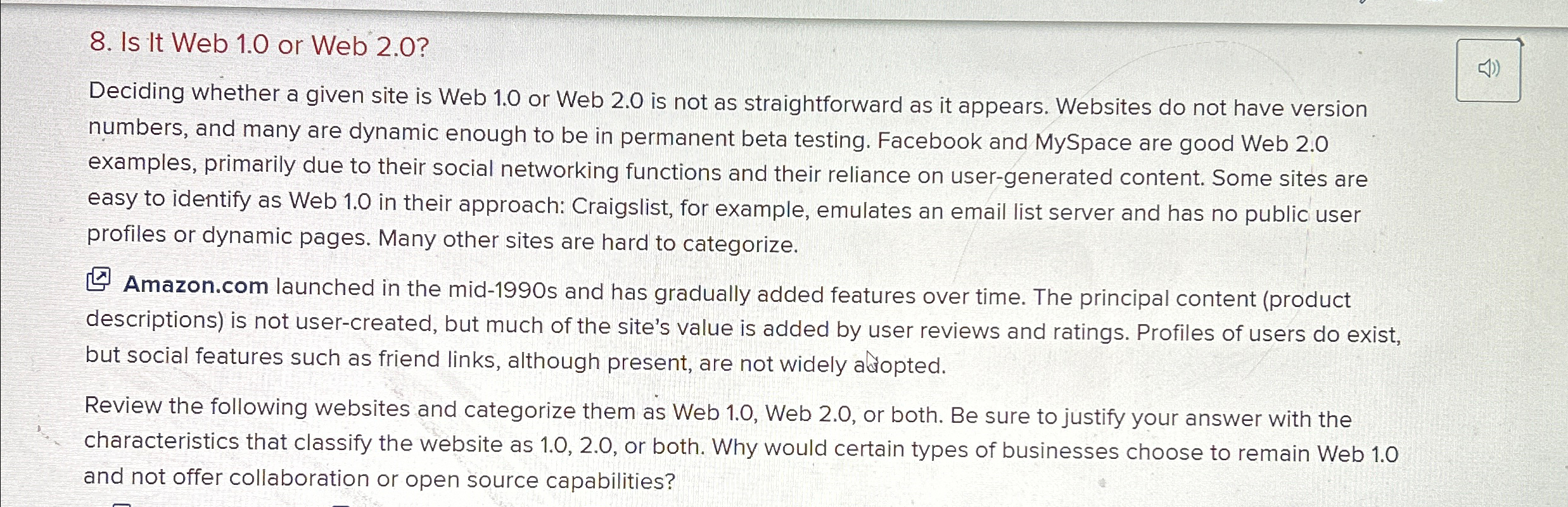  Is It Web 1.0 or Web 2.0? Deciding whether a given