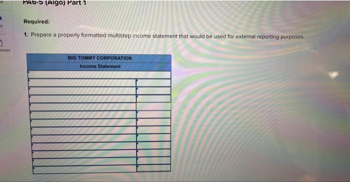 Statement and Computing the Gross Profit Percentage [LO 6. 6] [The following