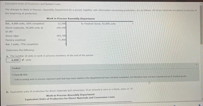 The following information concerns production in the Baking Department for March All