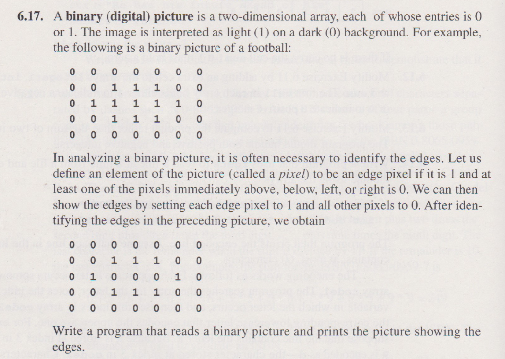  6.17. A binary (digital) picture is a two-dimensional array, each of