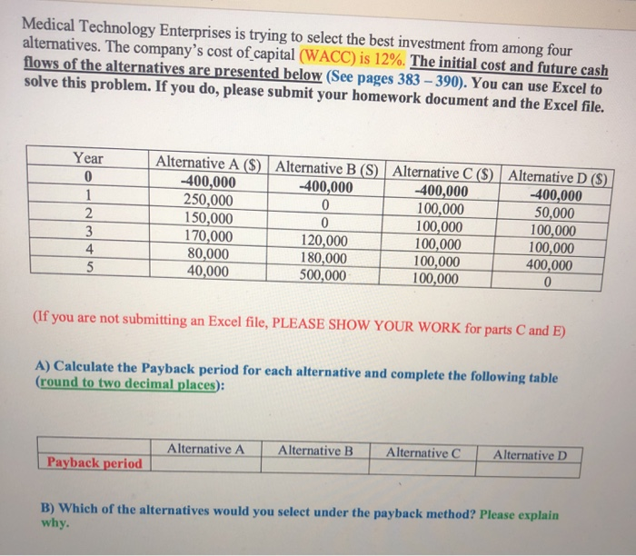  Answer D, E and F Medical Technology Enterprises is trying to