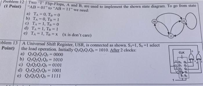 do it all please Problem 12 (1 Point) "AB=01" to "AB =