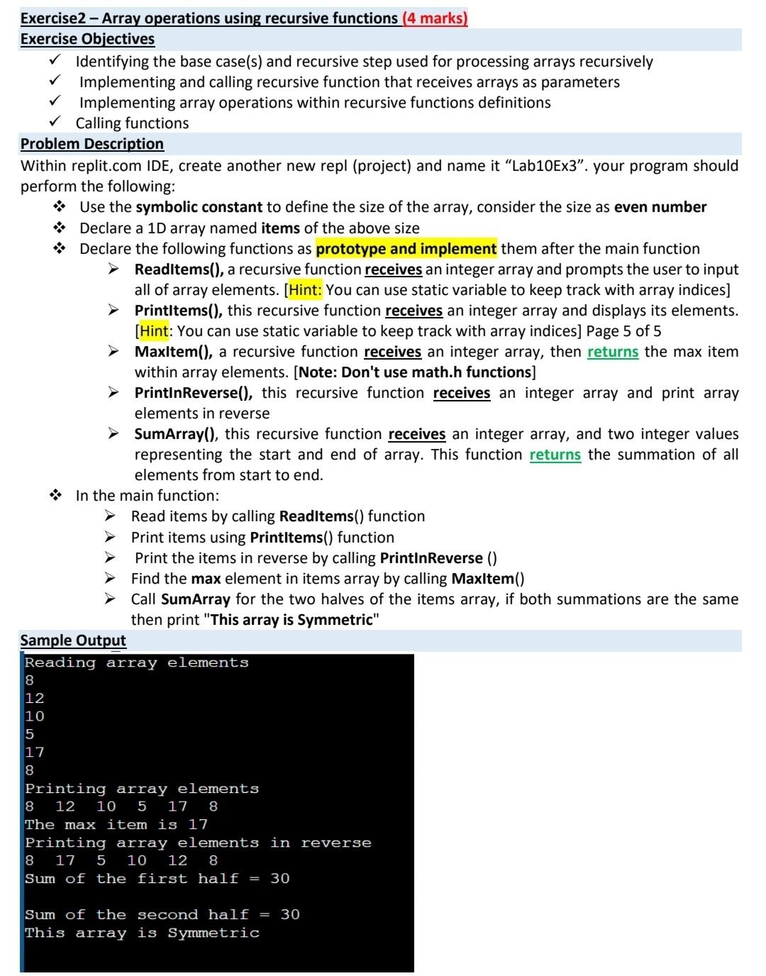  in c language please not c++ or anything else Exercise2 -