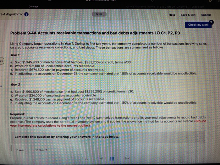  Connect 9-4 Algorithmic Saved Help Save & Exit Submit Check my