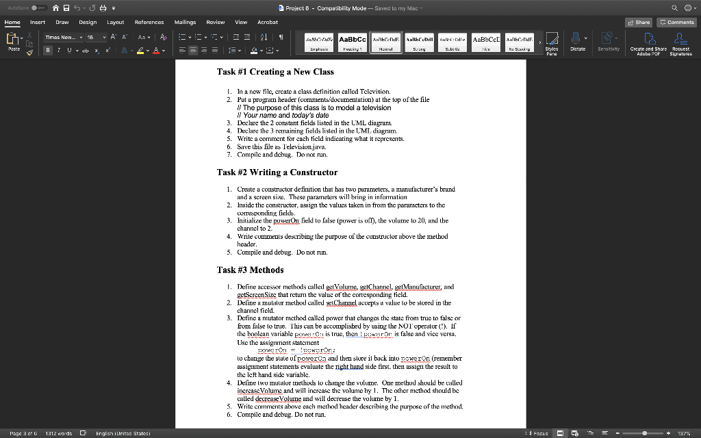 correct output. I keep getting an error of "Television cannot be resolved