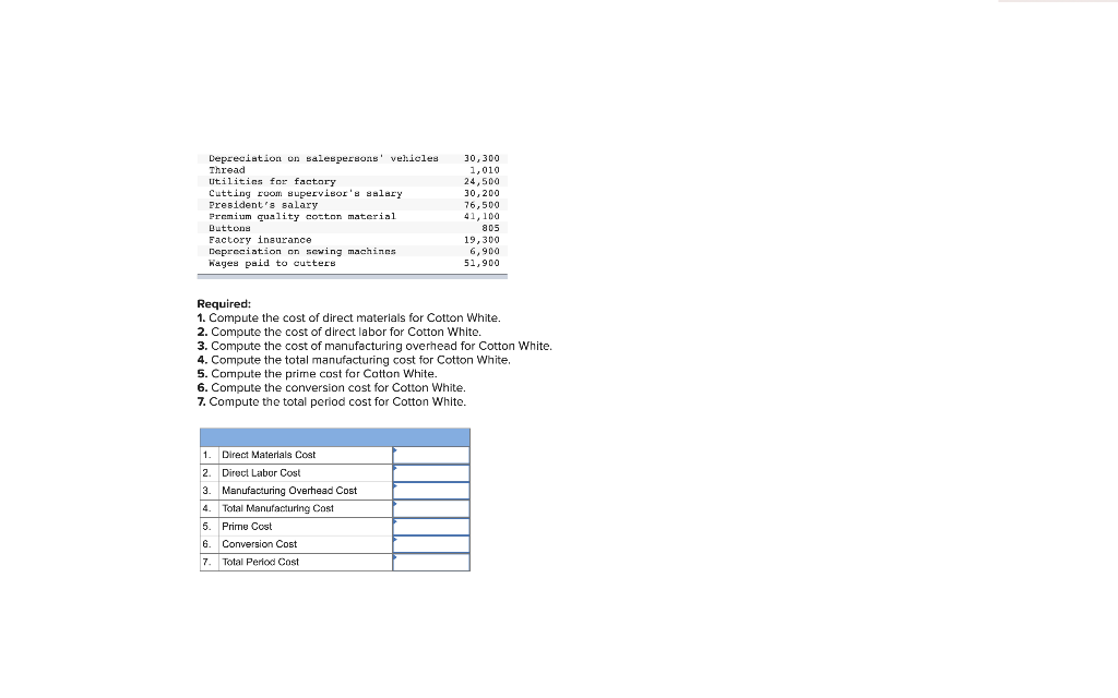 you plug in to get the answers. Cotton White, Inc., makes specialty