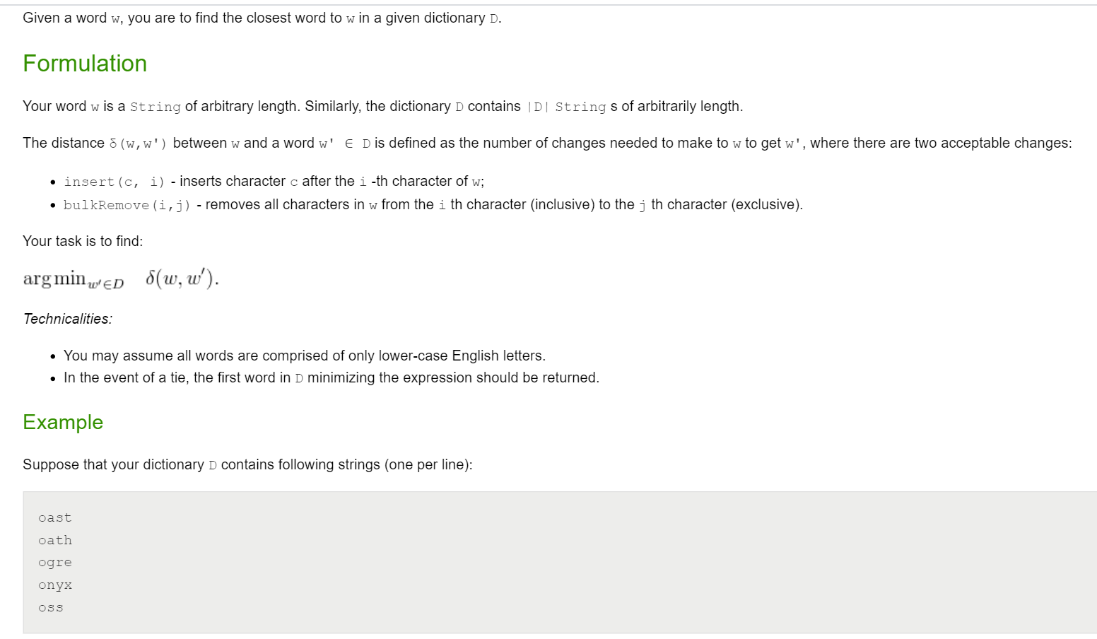 Please complete question in Java Given a word w, you are to