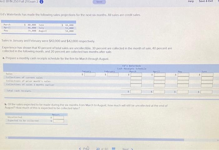  led: BFIN 250 Fall 21 Exam 2 Help Save & Exit