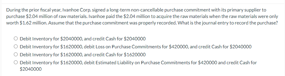 During the prior fiscal year, Ivanhoe Corp. signed a long-term non-cancellable