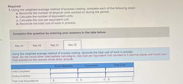 the manufacturing process. Information for the month of September follows: Required: 1.