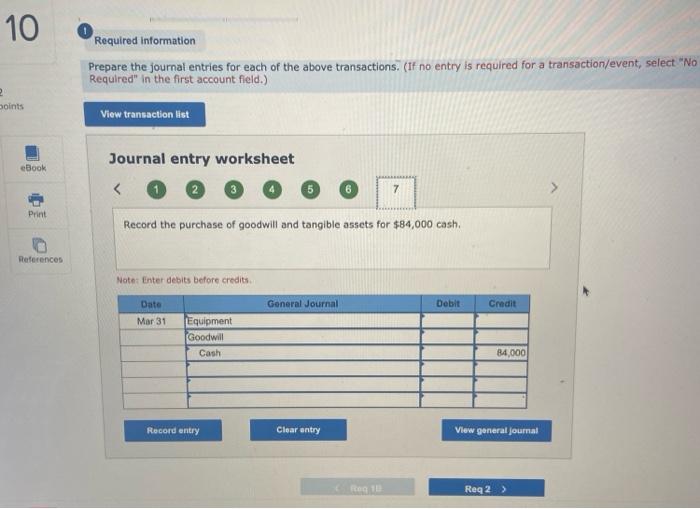 10 2 points book Required information The following information applies to the