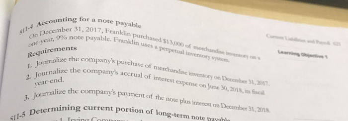  counting for a note payable $11-4 Accoun December 31, 2017 2017,