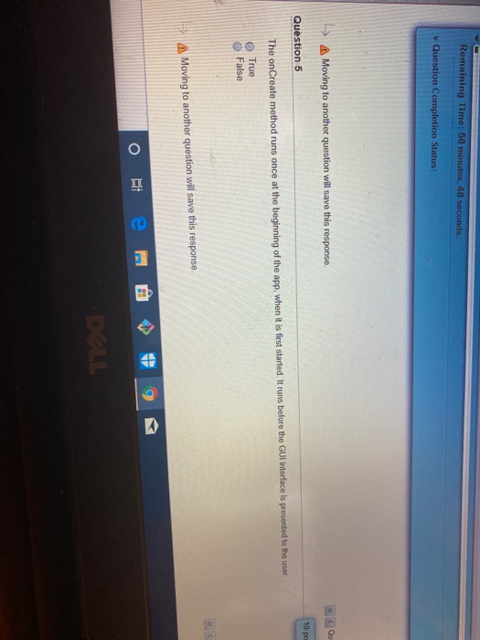  Remaining Time: 58 minutes, 48 seconds. Question Completion Status: > A